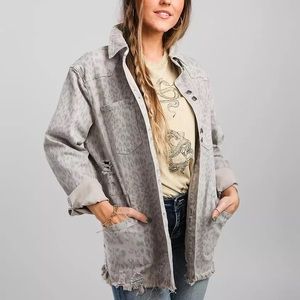 Kancan Leopard denim jacket